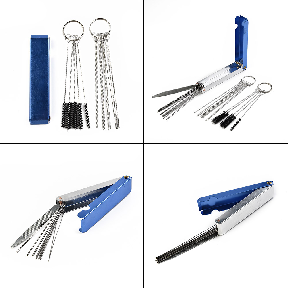 Universal Motocicleta Carburador Escova De Limpeza, Sujeira Jet Remover Kit de Ferramentas, Powered Carburadores Esportivos, ATV, 18Pcs