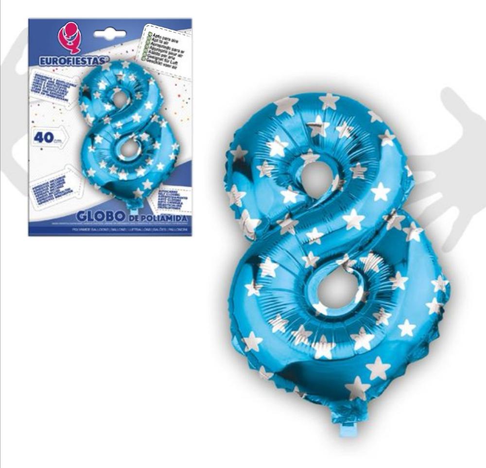 EUROFIESTA GLOBOS DE POLIAMIDA 40CM AZUL ROSA NUMERO 8