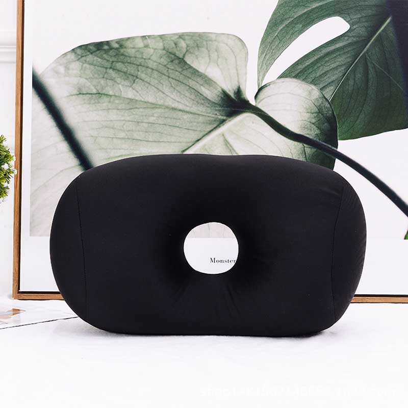 Almohada Cervical en forma de O para dormir, cojín de viaje con hueco, de mano, color rosa y gris, para oficina: black