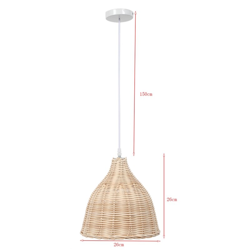 Rotin suspension lampe E27 suspension lustre nordique pour cuisine chambre salon (26cm de diamètre) sans ampoule