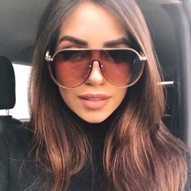 vintage mirror pilot women's sunglasses blue Brand sunglasses woman Oversized luxury shades for women