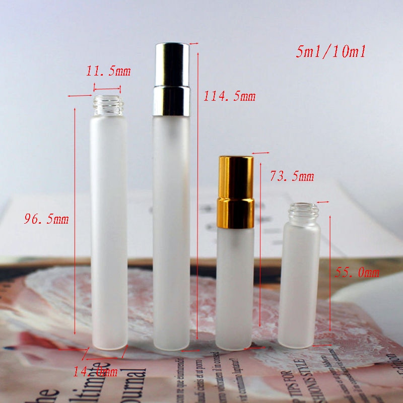 20 Stks/partij 5 Ml/10 Ml Frosted Dunne Glazen Spuitfles Navulbare Parfum Verstuiver Mini Sample Fles Parfum Glas fles