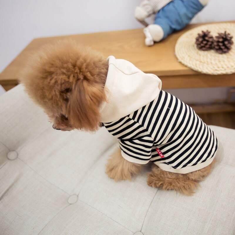 Ropa familiar ropa para perros abrigo de algodón sudaderas con capucha ropa de Chihuahua mascota pijama de rayas ropa para perros pequeños Bulldog Francés