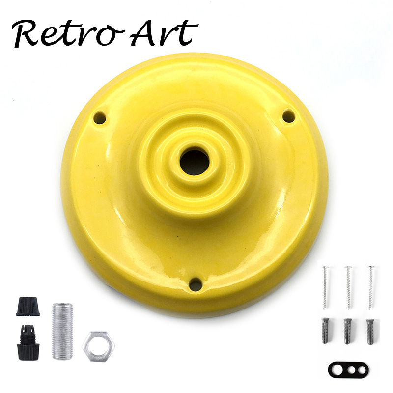 Vintage Ceramic Porcelain Ceiling Rose edison style ceiling canopy: Yellow