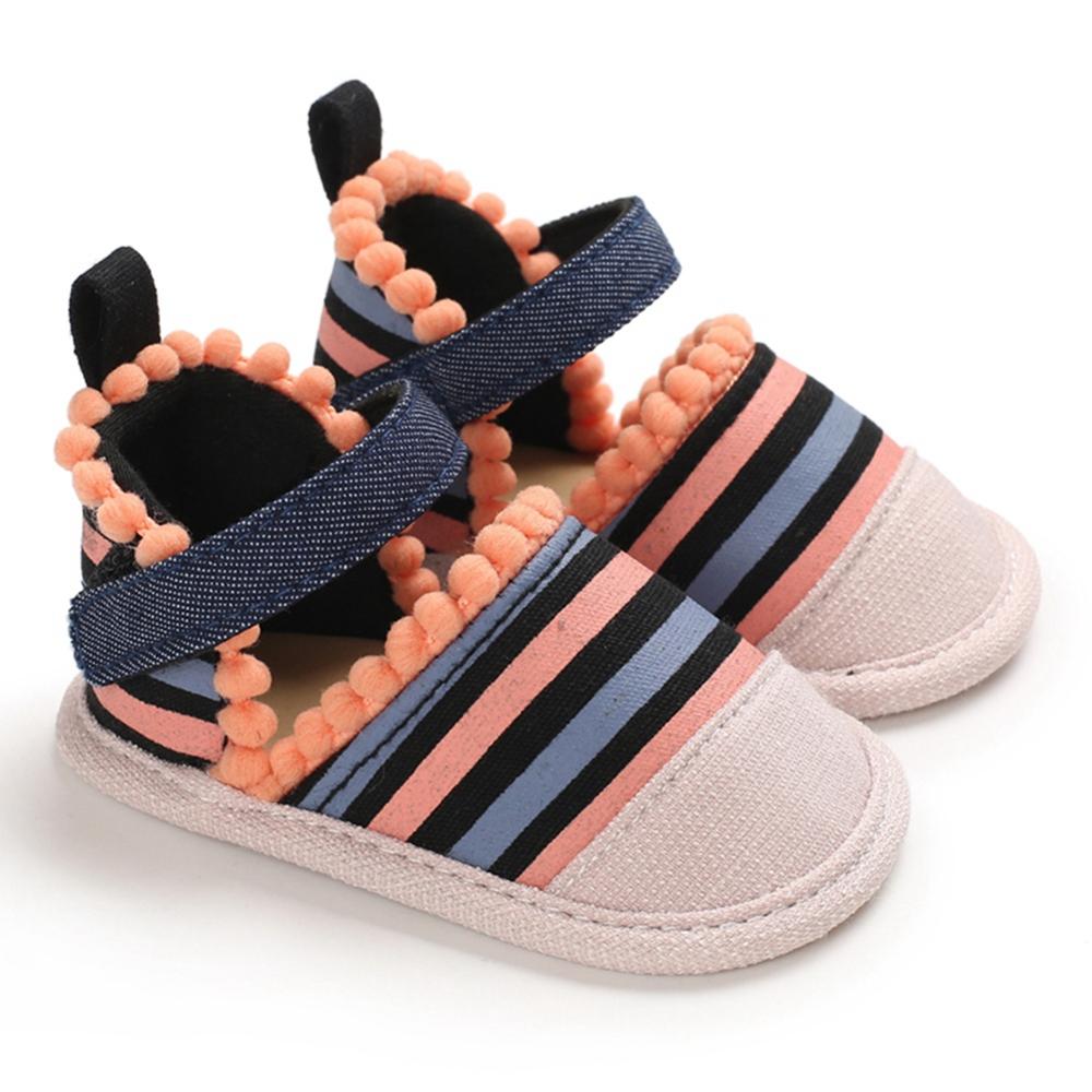 Sommer Baby Mädchen Baumwolle Stoff Atmungsaktiv Anti-Slip Gestreiften Sandalen