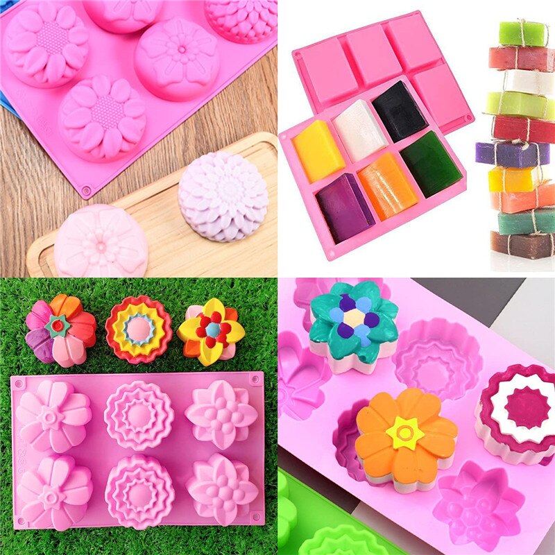 3D Handmade Silicone Soap Molds Bee Honeycomb Chocolate Biscuit Ice Cube Silicone Mold Tools DIY Flower Shape Soap Resin Crafts