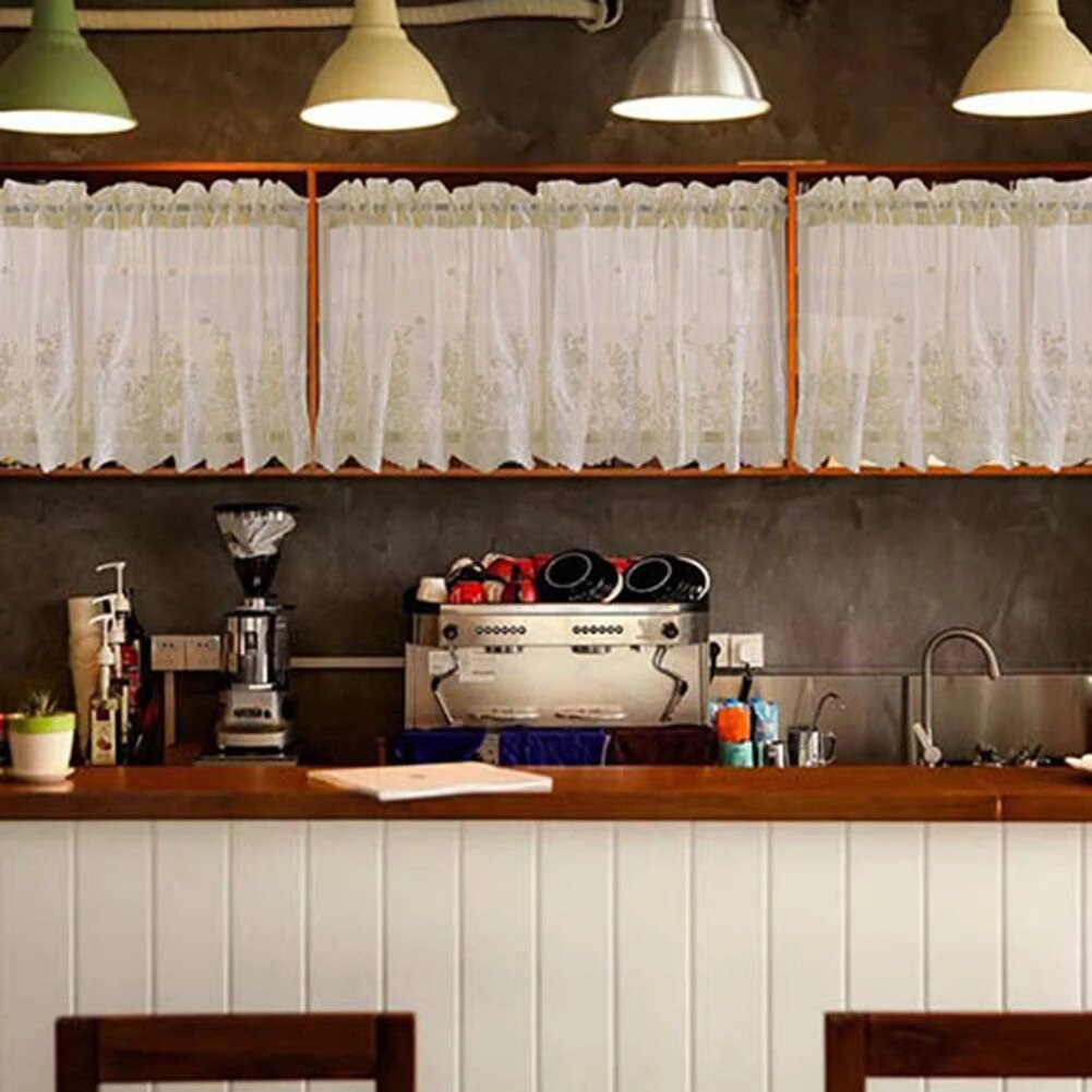 Bay Window Curtains Lace Short Curtain for Bedroom Kitchen Cabinet Dust Cover Tulle Decorative Valance Home Decor Drapes