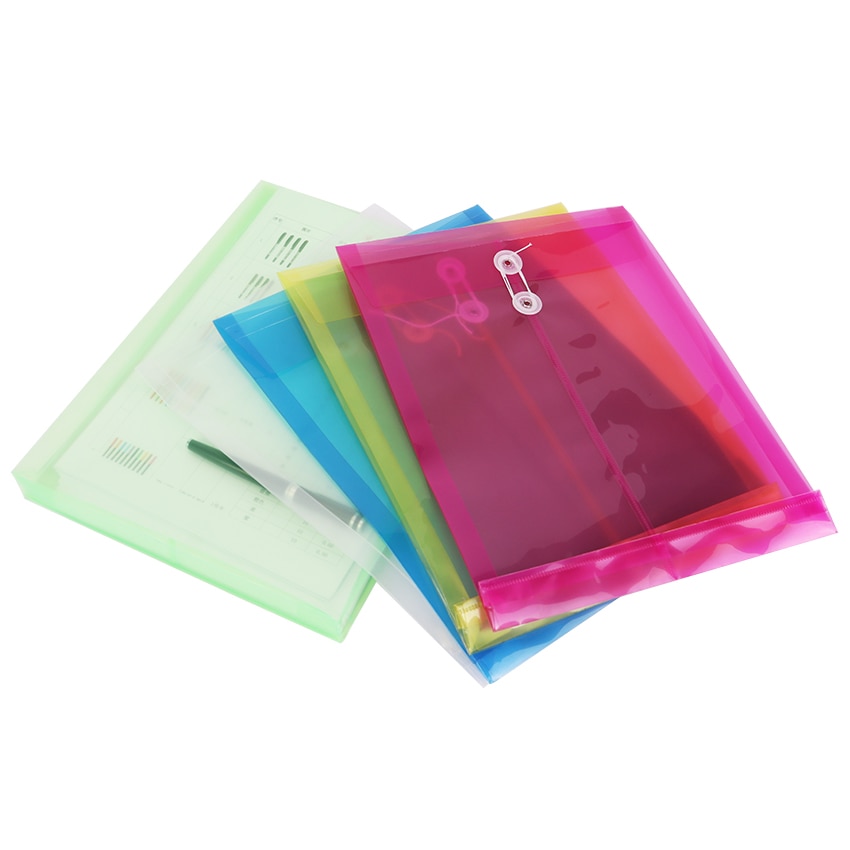 1pc  a4 kontor fil taske knap lukning mappe taske gennemsigtig plast mappe kontor papirvarer levering