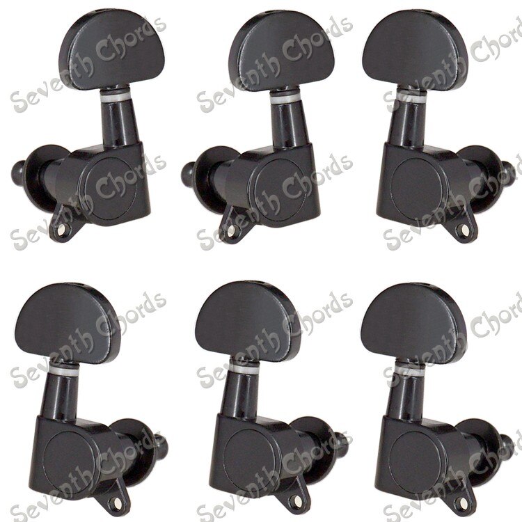 A Set of 6 Pcs Black Big Semicircle Buttons Guitar String Tuning Pegs keys Tuners Machine Heads for Acoustic Electric Guitar: A Set of 2L4R