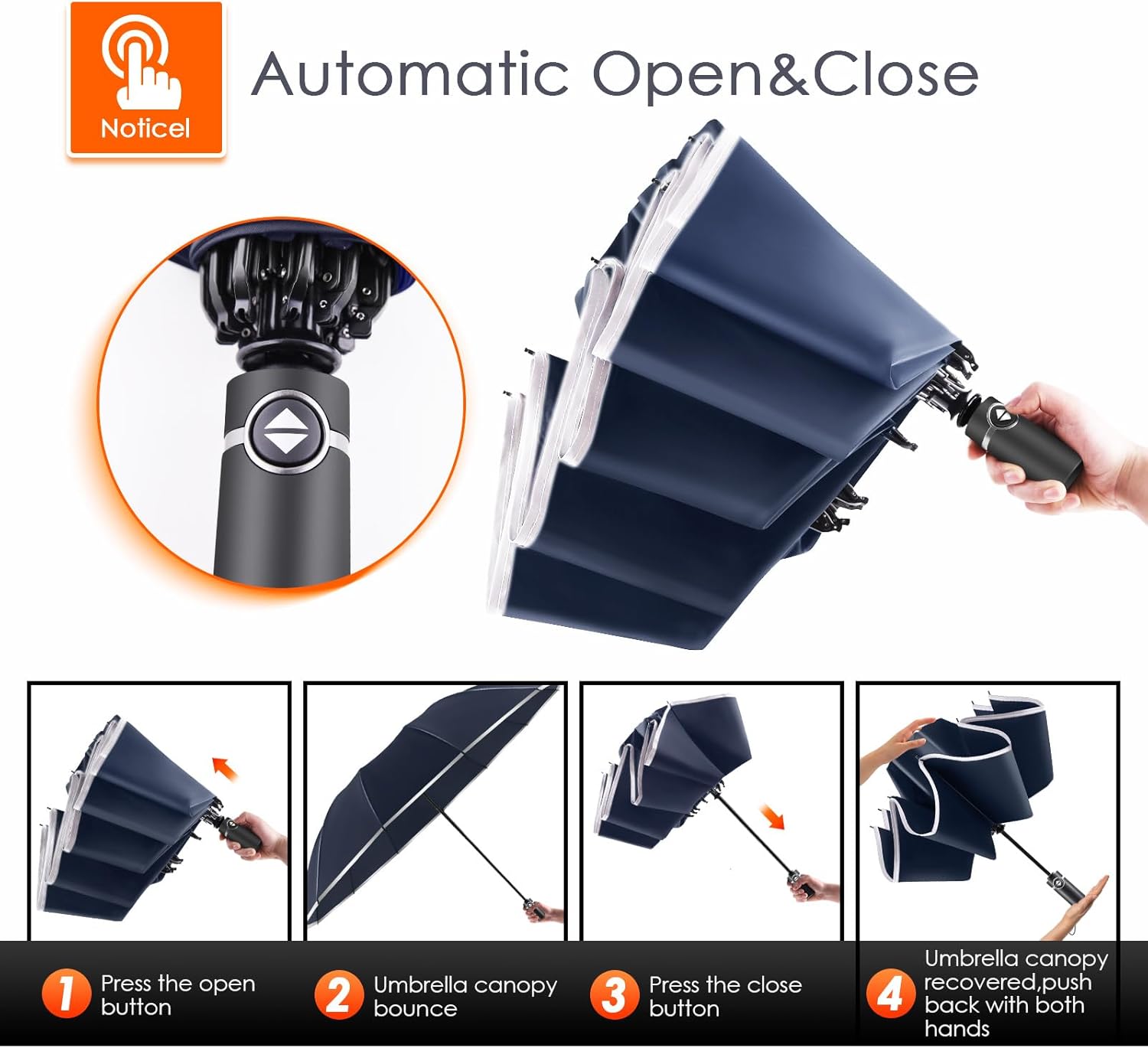 Ombrello automatico Antivento Leggero Forte compatto Protezione UV Ombrelli da viaggio antipioggia Ombrello zaino pieghevole