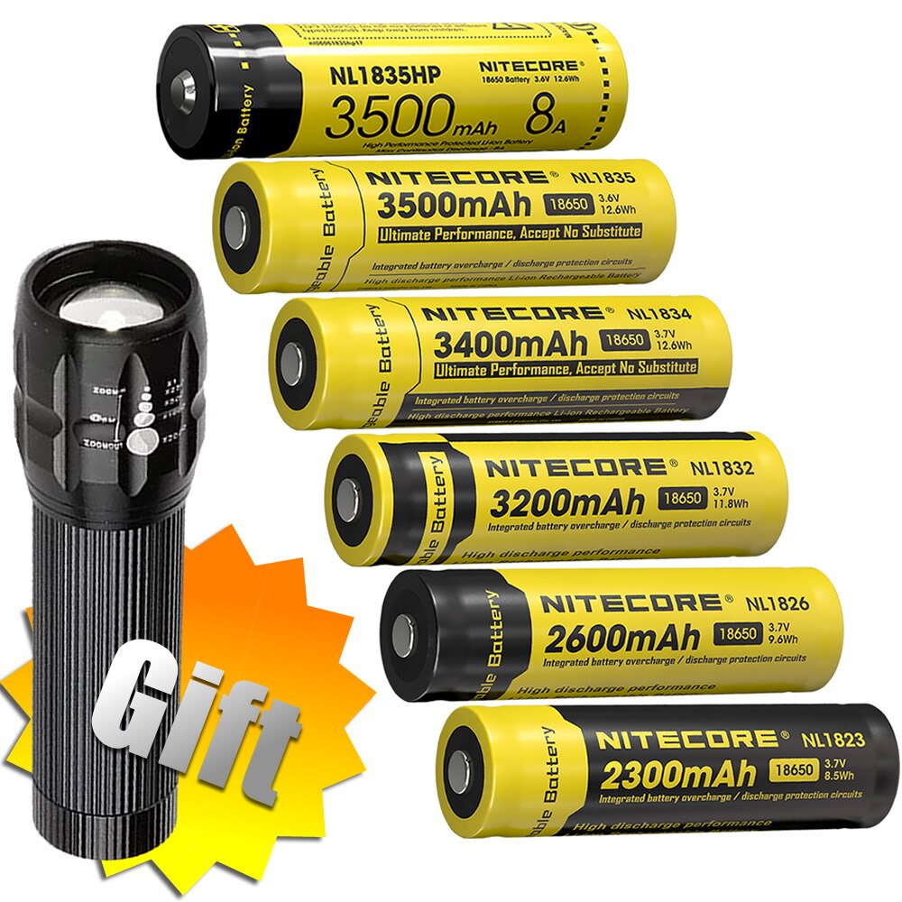 Nitecore NL1835HP 18650 3500mAh 3.6V 12.6Wh 8A High Performance Protected Li-ion Button Top Battery High Drain Devices