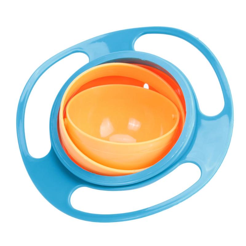 Baby Feeding Learning Dishes Baby Bowl anti spill bowl Assist Toddler Baby Food Dinnerware Kids Eating Train Gyro Bowl: A2 Blue