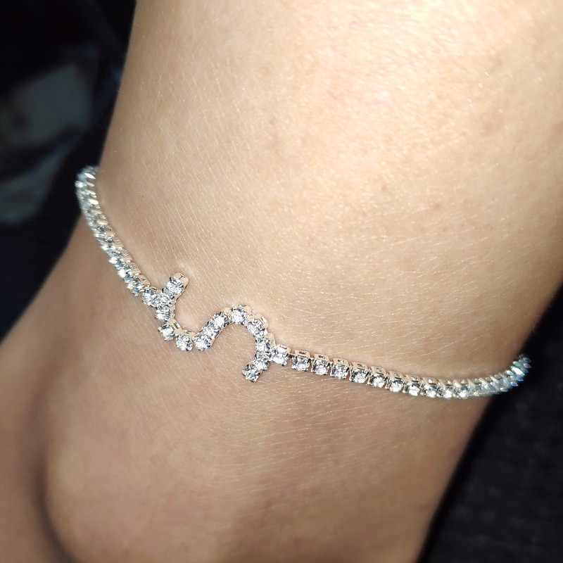 Rhinestone Alphabet Ankle Bracelet A-Z Initial Letter Anklets for Women Beach Foot Chain Leg Bracelets Boho Jewelry