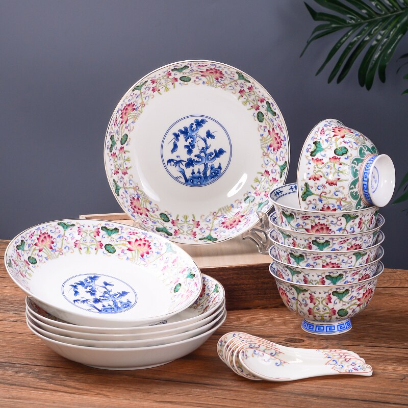 4/5/6inch Chinese Enamel Color Ceramic Tableware Household Soup Rice Bowl Ramen Bowls Kitchen Utensils Porcelain Dinnerware