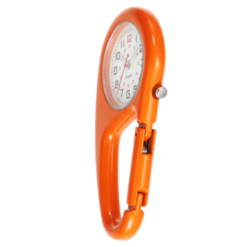 Outdoor Round Dial Arabic Numbers Quartz Analog Clip Carabiner Hook Watch pocket watch Strong luminous FOB watch