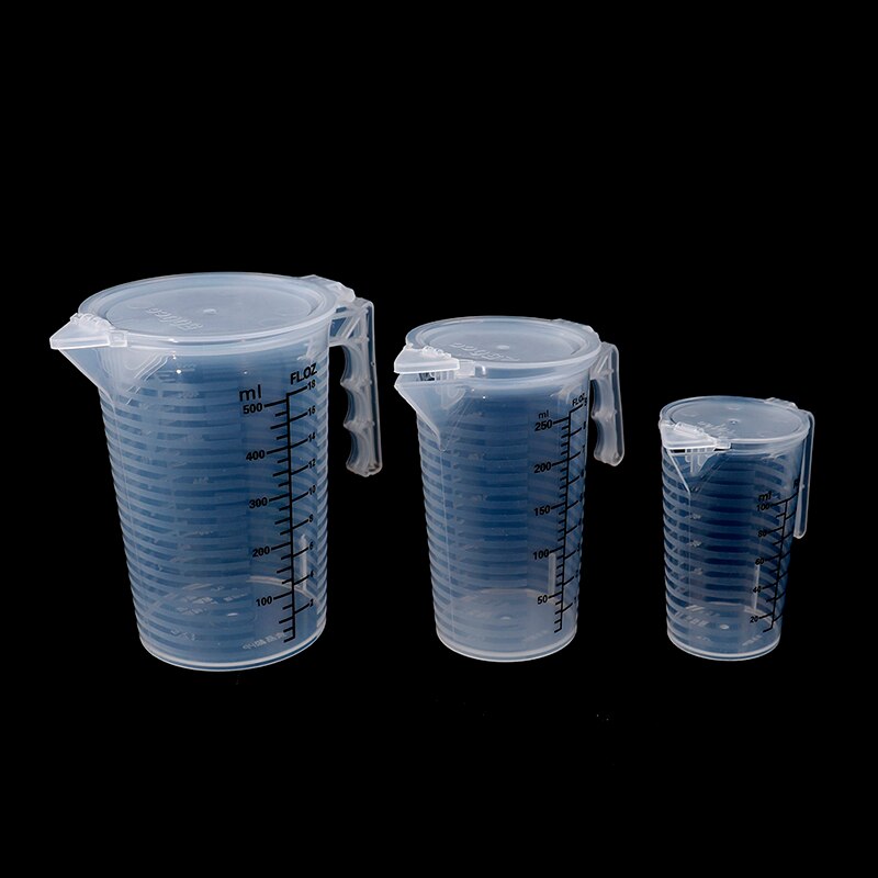 1PC 100/250/500ML Plastic Measuring Cups Jug Liquid Container Baking Kitchen Water With Cover Kitchne Accessories Mixing Cup