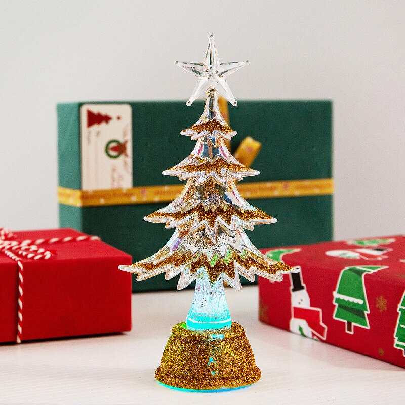 Tabletop Mini Christmas Tree with LED Lights Artificial Pine Tree for DIY Halloween Christmas Ornaments Decorations WWO6