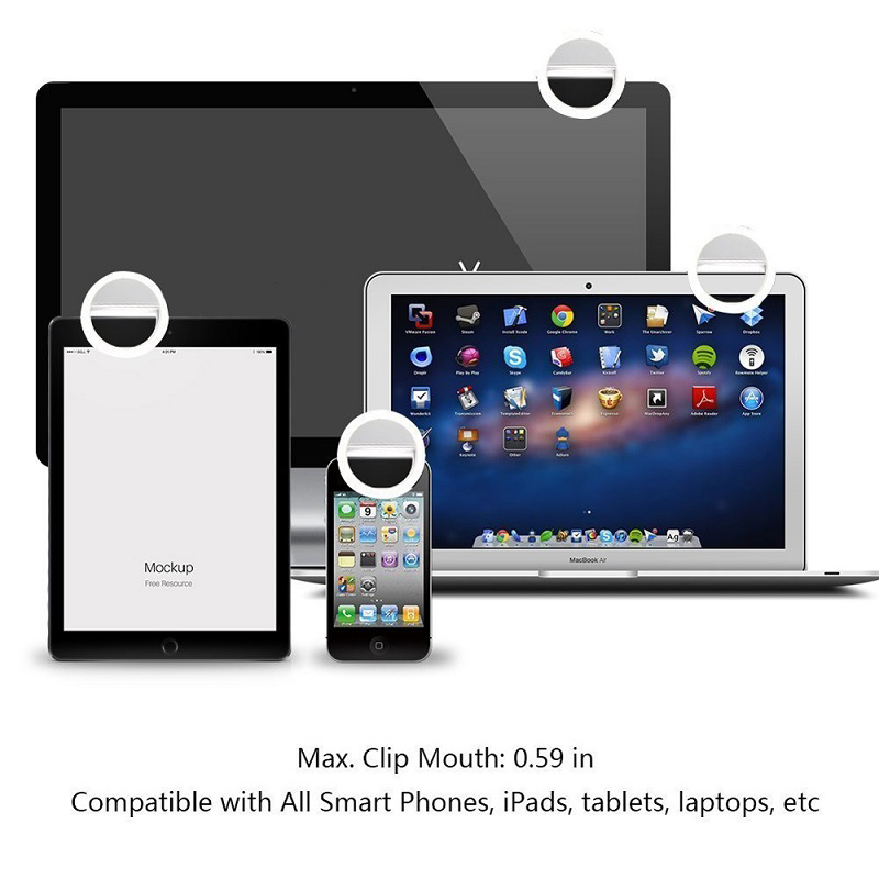 LED Selfie Ring Light Fill Light 36 LED carica USB portatile flash per telefoni cellulari lente lampade luminose Clip per iPhone Xiaomi