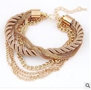 metal knitted mixed women multi-layer luxury bracelet multicolor 5 pcs: B4