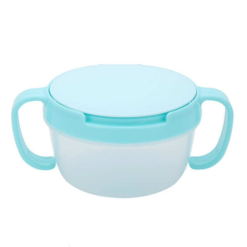 Baby Bowl Children Food Storage BPA Free Dual handle Spill-proof Food Bowl with Flaps Kids Tableware: Sky Blue