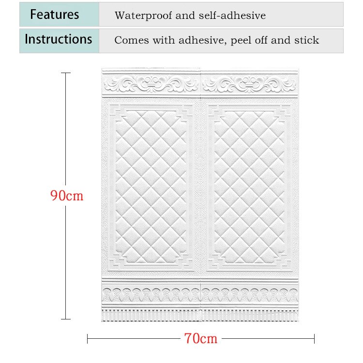 1PC Self-Adhesive Wall Stickers 3D Bedroom Wainscot Wallpaper Waterproof Moisture-Proof Mould Proof Adhesive Paper Wallpaper