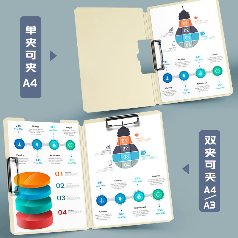 A4 Folder Portable File Clipboard Single Clip/dual Clips Optional Clipboard Folders Filing Supplies Stationery Office Supplies