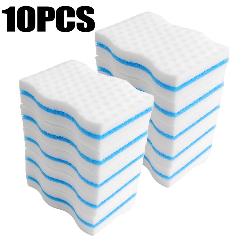 3 Layer Magic Sponge Eraser Cleaning Pads for Bathroom Kitchen Floor Bathtub Toilet Baseboard Wall Cleaner Blue White Sponge: Lavendel