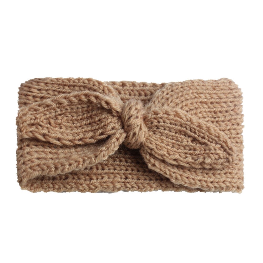 12pcs/lot Crochet Knotted Headwrap Solid Bunny Ear Headband Turban Knitted Winter Warm Hair Band For Babys