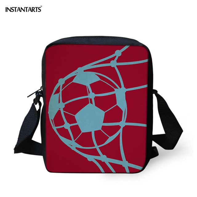 INSTANTARTS 3D Soccer Goal Ball Print Crossbody Bags for Boys Casual School Students Bookbag Small Messenger Bag Handbag Mochila: HMC1369E