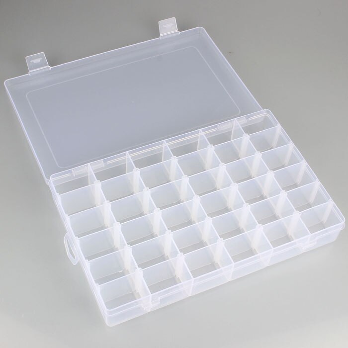 Adjustable 36 Grids Storage Box For Embroidery Floss Bobbins Cross Stitch Earring Bead Holder Case Organizer Container Box.
