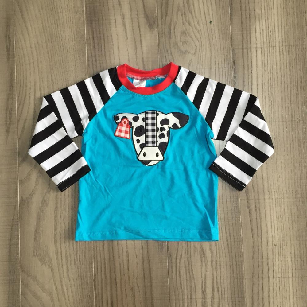 Girlymax Fall Winter Katoen Aqua Zwarte Streep Koe Top Lange Mouw T-shirt Baby Jongens Raglans Boutique Kidswear: 5