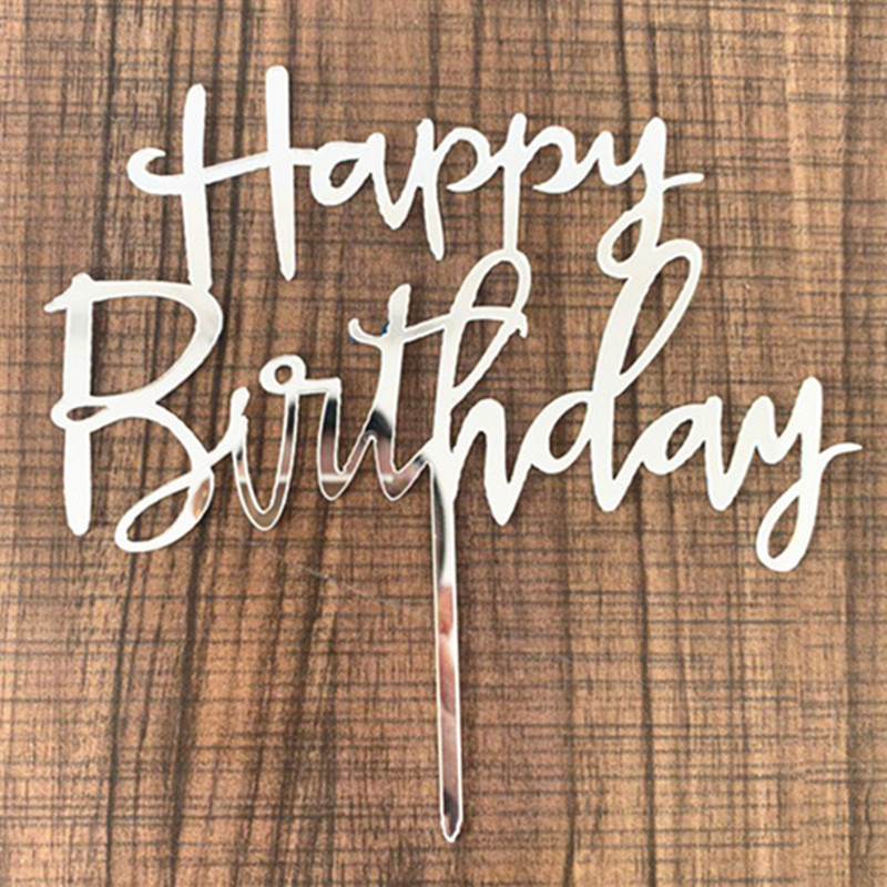 10Pcs/Pack Gold Silver Acrylic Cake Toppers Happy Birthday Cake Toppers For Womens Mens Kids Birthday Party Decor Baby Shower: Chocolate