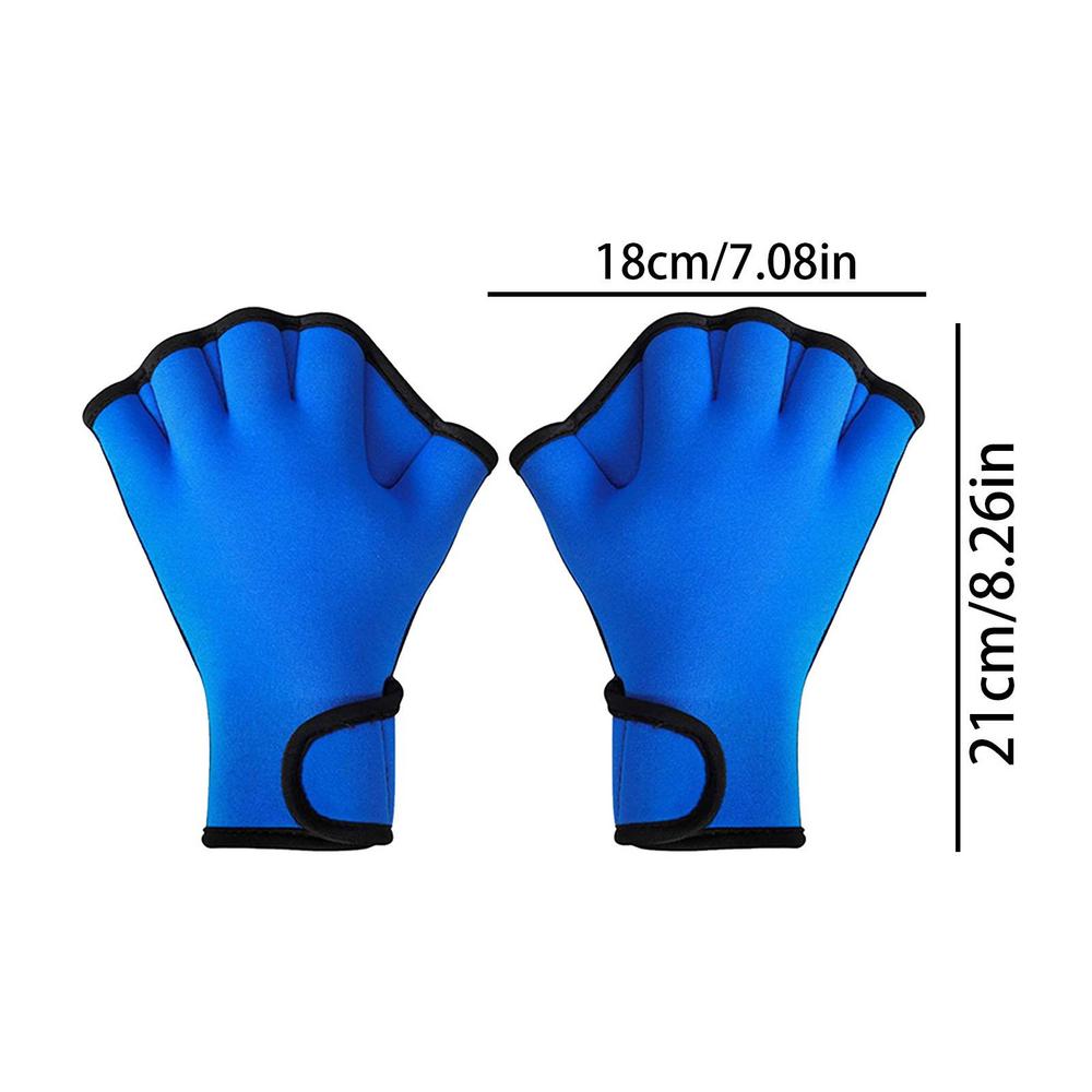 1 Pair Swimming Webbed Neoprene Swimming Gloves Aquatic Fitness Training Aqua Hand Fins Swim Finger Webbed Paddle For Fitness: Blue / L