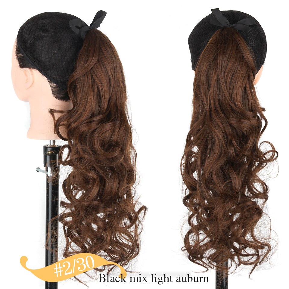 Xnaira-Cola de Caballo rizado largo, coleta sintética marrón claro, extensiones de cabello para cola de caballo, cinta de pelo de cola resistente al calor: 2I30