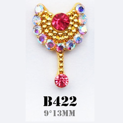 10 stk 3d legeret neglekunst tilbehør skinnende krystal guld negle smykker topniveau negle skønhed charms: B422