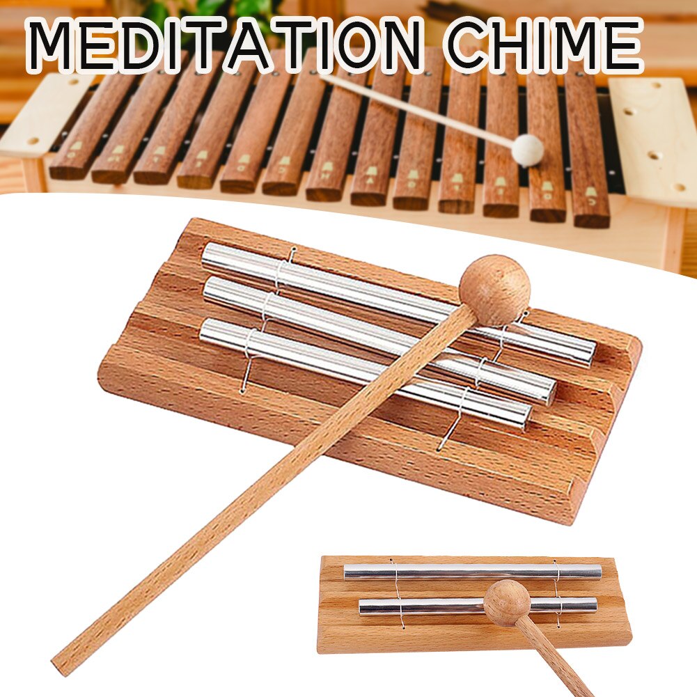 Wooden Mindfulness Portable Meditation Chime Knocking Classroom Percussion Instrument Bell Musical Storage Bag With Mallet