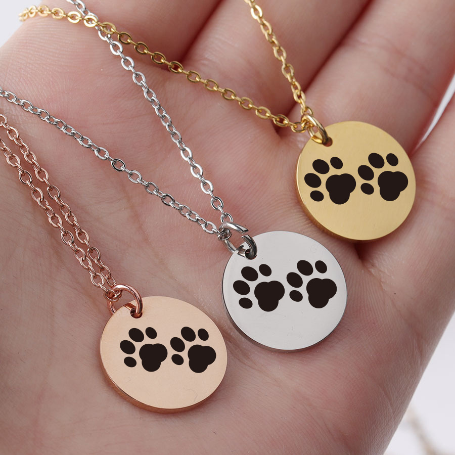 Zilver Kleur Leuke Dierlijke Voetafdrukken Hond Kat Voetafdrukken Poot Kettingen Vogel Hand Hangers Vrouwen Rvs Sieraden
