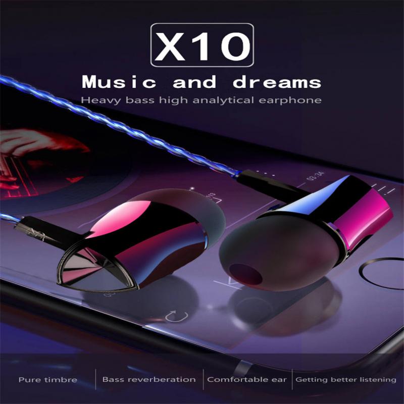 X10 Bedrade Oortelefoon Mobiele Telefoon Bedrade Subwoofer Oortelefoon Met Microfoon Tuning Wired Headset Voor Huawei Voor Xiaomi Voor Samsung