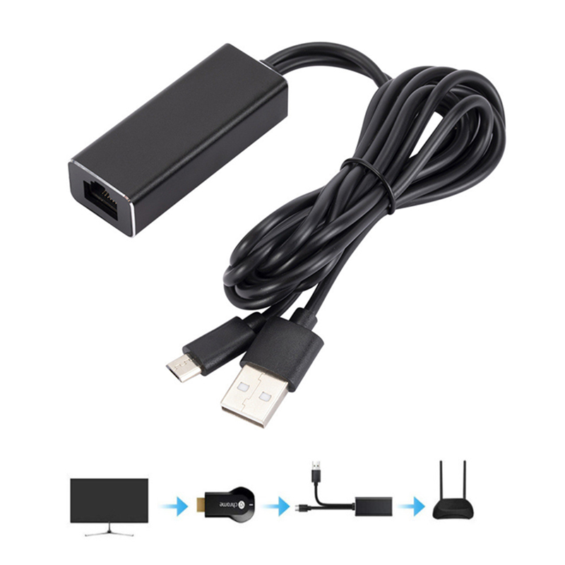 Micro USB to RJ45 Ethernet Adapter for TV Stick 480Mbps LAN Network Card Dongle with USB Power Supply