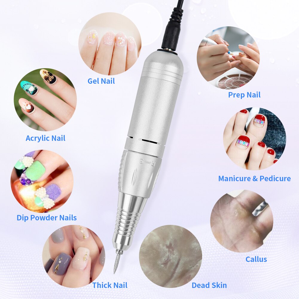 35000RPM Portable Electric Nail Drill Machine Nail File Kit for Manicure Pedicure Polishing Tools for Home Salon Use