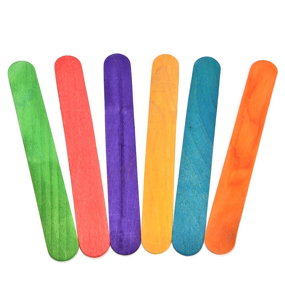 50PCs Colorful Wooden Ice Cream Stick DIY Popsicle Sticks Ice Stick Hand Crafts Art Ice Cream Lolly Cake Tools