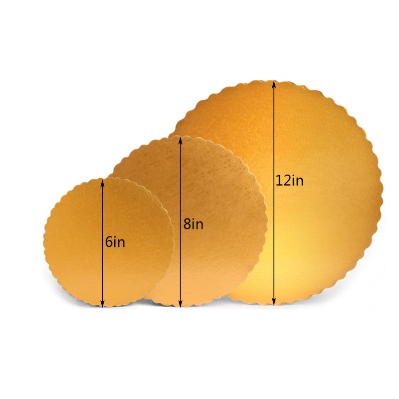 Round Tierd Cake Boards Combo Cardboard Disposable Layered Cake Pizza Gold 10Pcs