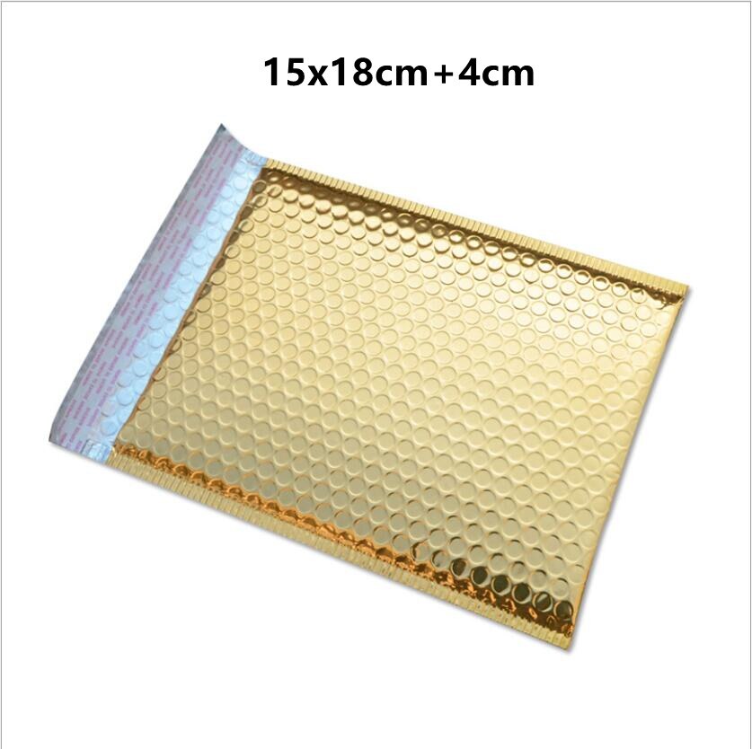50pcs Rose Gold Poly Bubble Mailer Envelopes Aluminum Foil Padded Envelopes Self Seal Bubble Mailer Bags: gold 15x18cm