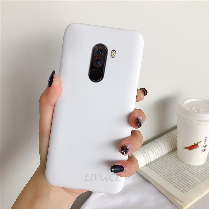 phone cases for xiaomi pocophone f1 candy color matte soft silicone tpu cases for poco phone f1 poko back cover fundas coque: white