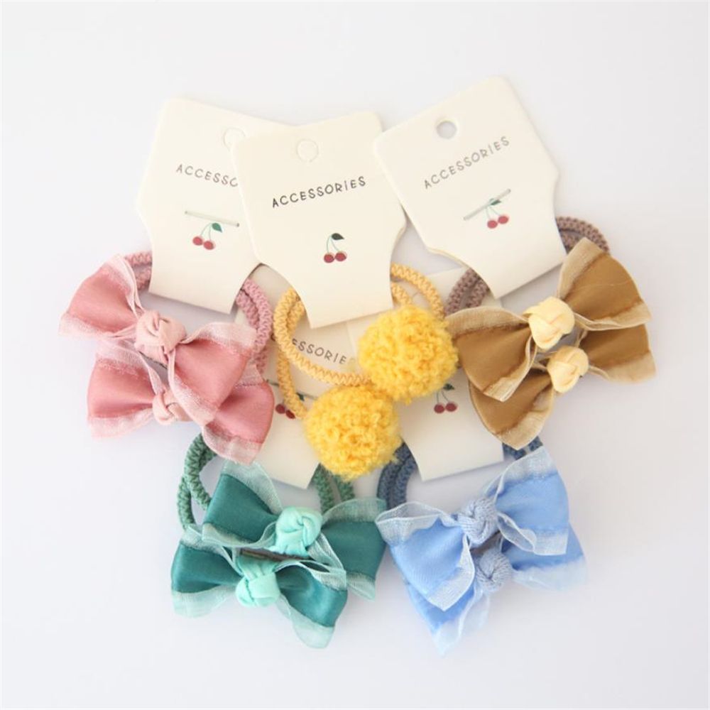 Cinta de goma elástica con lazo para niña y niño, lazos para el pelo de princesa, accesorios para el cabello de flores, Bola de felpa pequeña, 10 piezas: multicolor