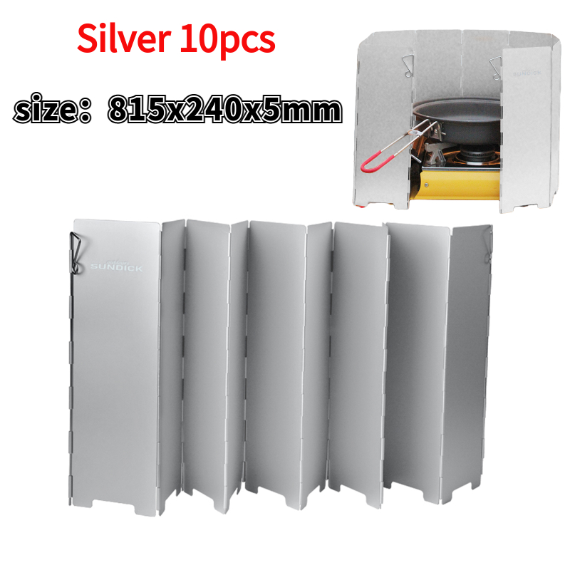 Draagbare Oven Wind Deflector Aluminium Opvouwbare Camping Gasfornuis Voorruit Platen Met Pin Opbergtas: 10pcs silver