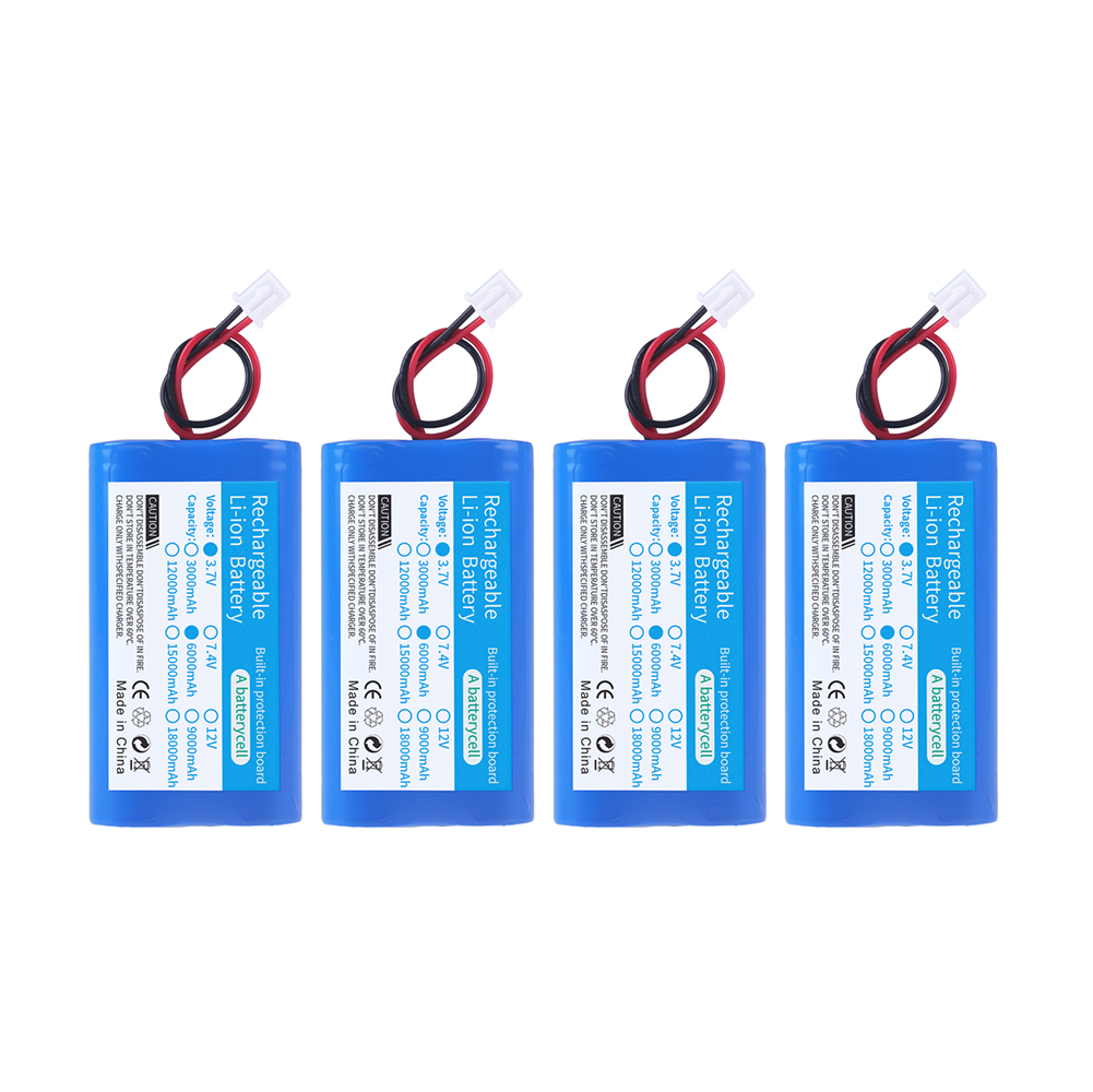 Batería recargable de iones de litio 1S 3,7 V 6000mAh con enchufe de XH2.54-2P para pesca luz LED Altavoz Bluetooth batería de Audio: Azul