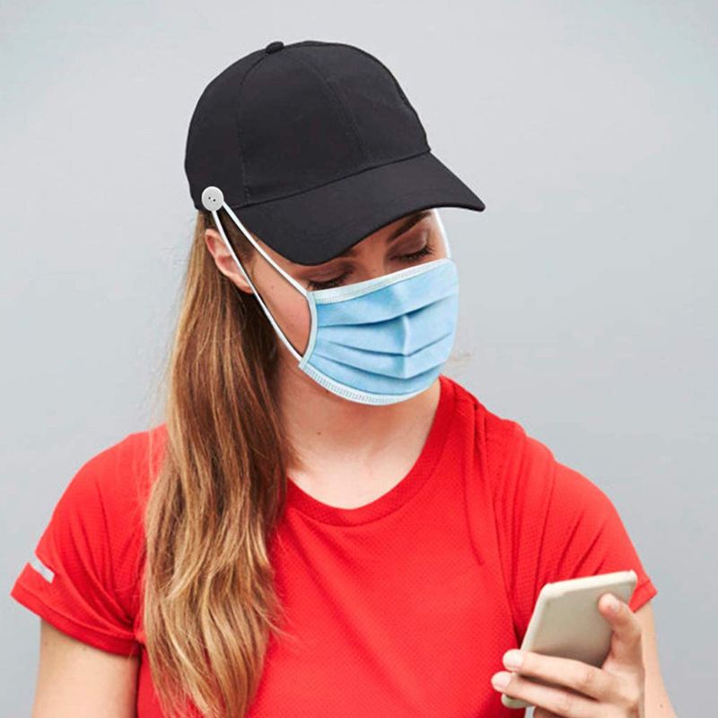 Unisex Heldere Effen Kleur Baseball Cap Met Knoppen Gezichtsmasker Houder Bescherm Oren Outdoor Sport Verstelbare Snapback Hoed