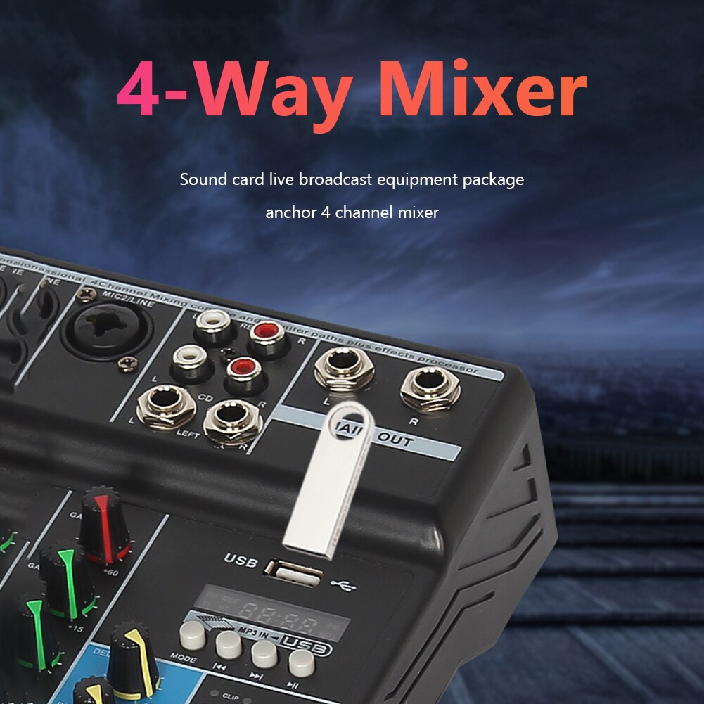 F-4A 4-channel Audio Mixer USB Sound Mixing Console Input Portable Bluetooth-compatible Sound Mixing Console