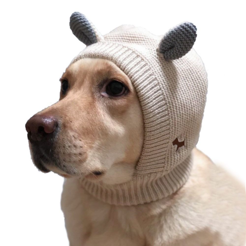 1Pc Rustige Hond Oorkappen Geluidsbescherming Huisdier Oren Bedekt Gebreide Muts Angst Verlichting Winter Warme Oorkappen Voor Middelgrote Honden